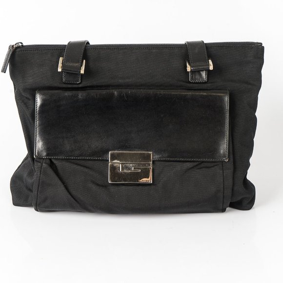 Vintage large Gucci purse - nylon and leather - Picture 1 of 8